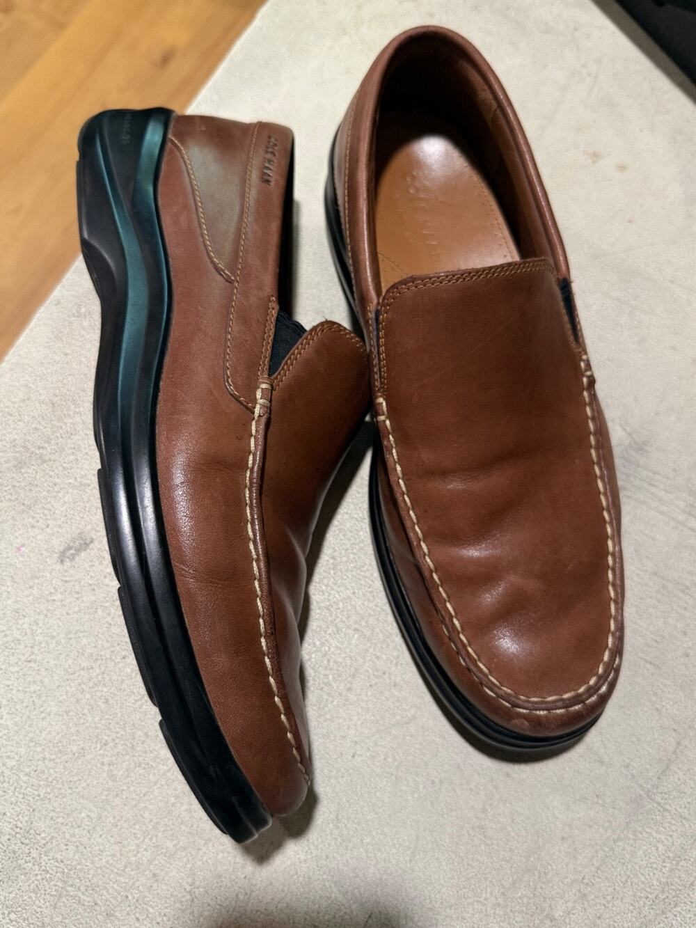 Cole Haan Size 10M Santa Barbara Twin Brown Leather Loafers Shoes C25477